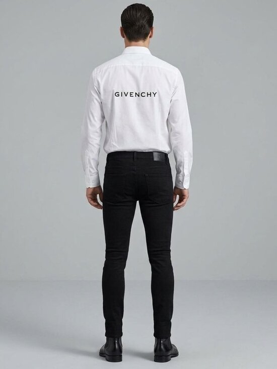 Givenchy Other - Givenchy Mens Classic Fit M White Cotton Button-Up Shirt With Logo Design